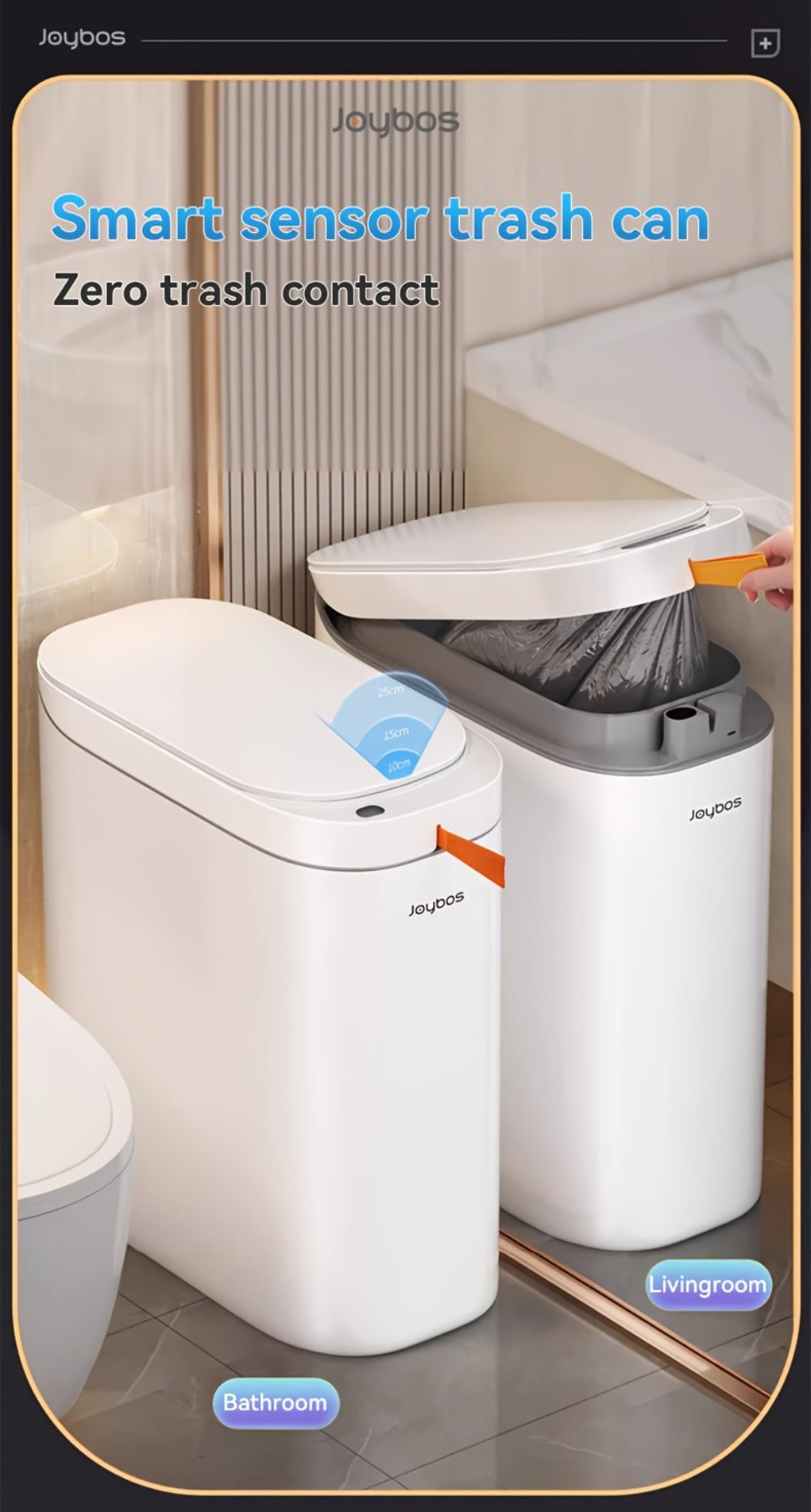 Automatic Sensor Trash Can Self-Emptying 3.8 Gallon with Drawstring Bags - Hands Free Infrared Smart Waste Bin for Bathroom Kitchen Bedroom Office Dorm Room