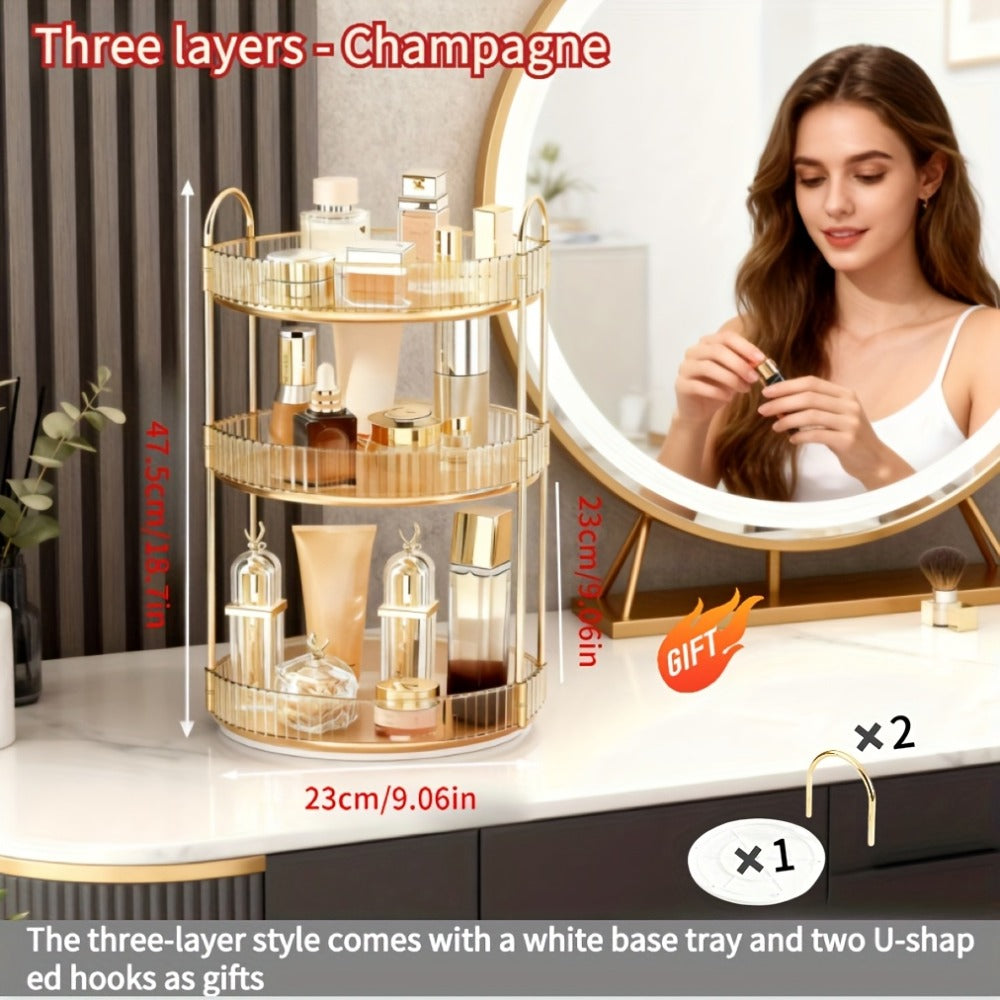 360 Rotating Makeup Organizer Skincare Storage Rack - Multi-Layer Detachable Cosmetic Organizer for Perfume, Lipstick, Skincare, Desktop Vanity Organizer for Bathroom & Bedroom