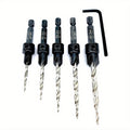 5pcs Countersink Drill Bit Set #4 #6 #8 #10 #12 Tapered with 1/4¡± Hex Shank Quick-Change ¨C Adjustable Wood Counter Sinker Bits with Allen Wrench for Woodworking