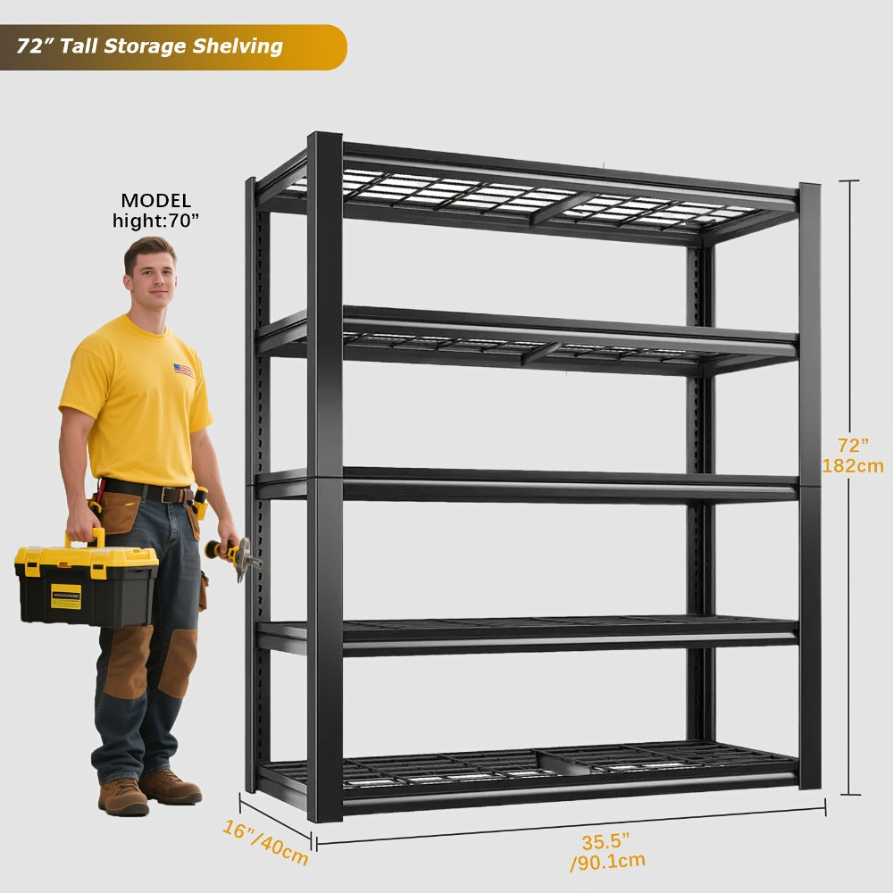 2500LBS Garage Storage Shelves Adjustable Metal Shelving 72¡± ¨C Upgrade Double Layer Column Commercial Grade Utility Rack | 5-Tier Steel Shelf for Warehouse, Basement, Kitchen & Pantry | 35.5¡±W ¡Á 16¡±D ¡Á 72¡±H Black