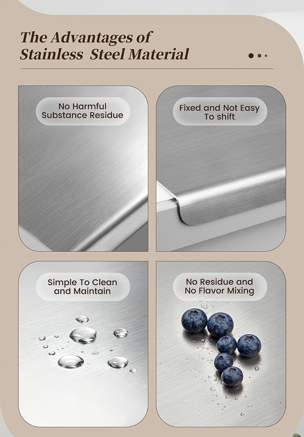 Stainless Steel Cutting Board & Rolling Pastry Board ¨C Non-Slip Kitchen Prep Mat with Butcher Block Surface