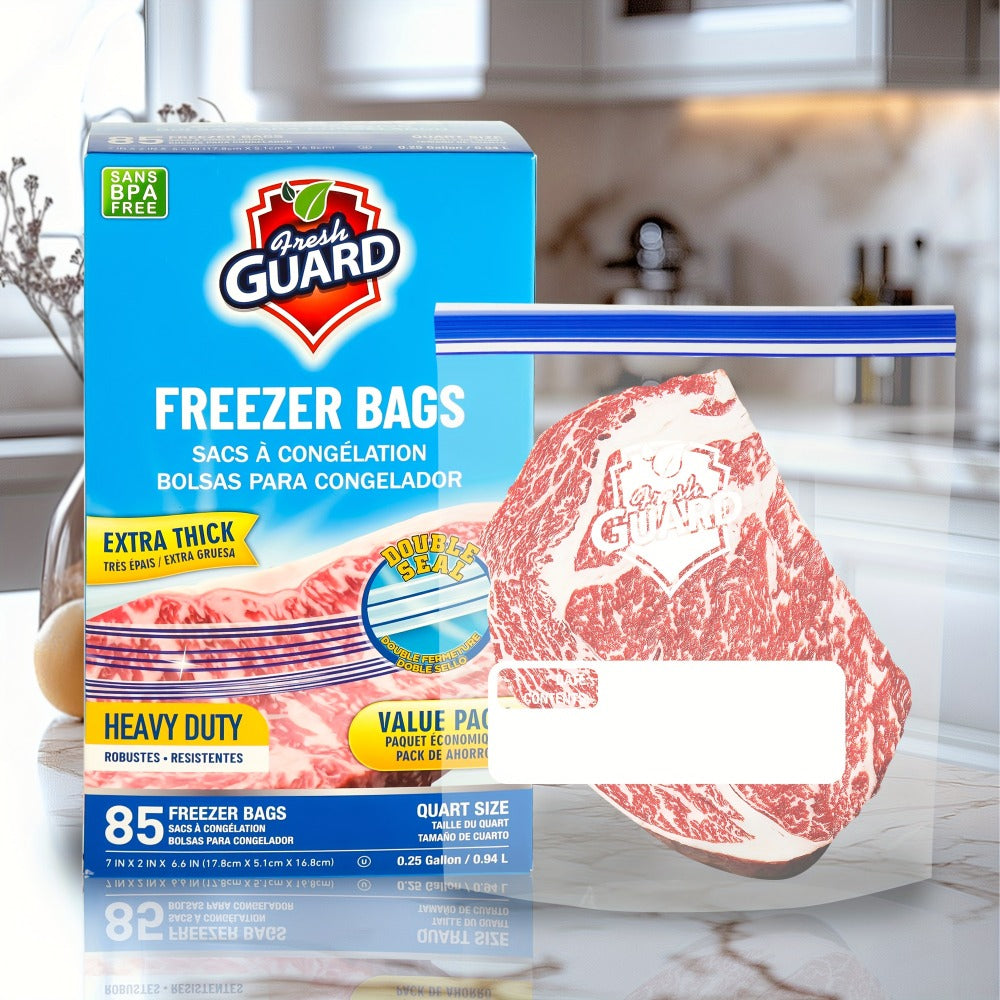 Food Storage Bags 85 Pack 0.25 Gallon | Resealable Freshness Bags Heavy Duty Secure Seal for Fruits, Vegetables, Grains & Meats, Kitchen Food Organization Bags, Flexible Freezer & Pantry Storage Solution