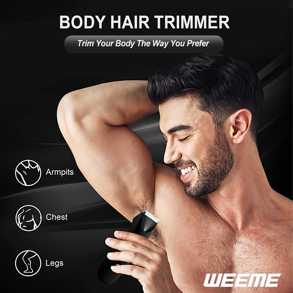 Men's Body Hair Trimmer USB Rechargeable - Chest, Leg & Armpit Hair Trimmer with LCD Display & LED Light, Cordless Electric Body Groomer for Men, Gift for Dad, Husband, Son, Birthday & Father's Day