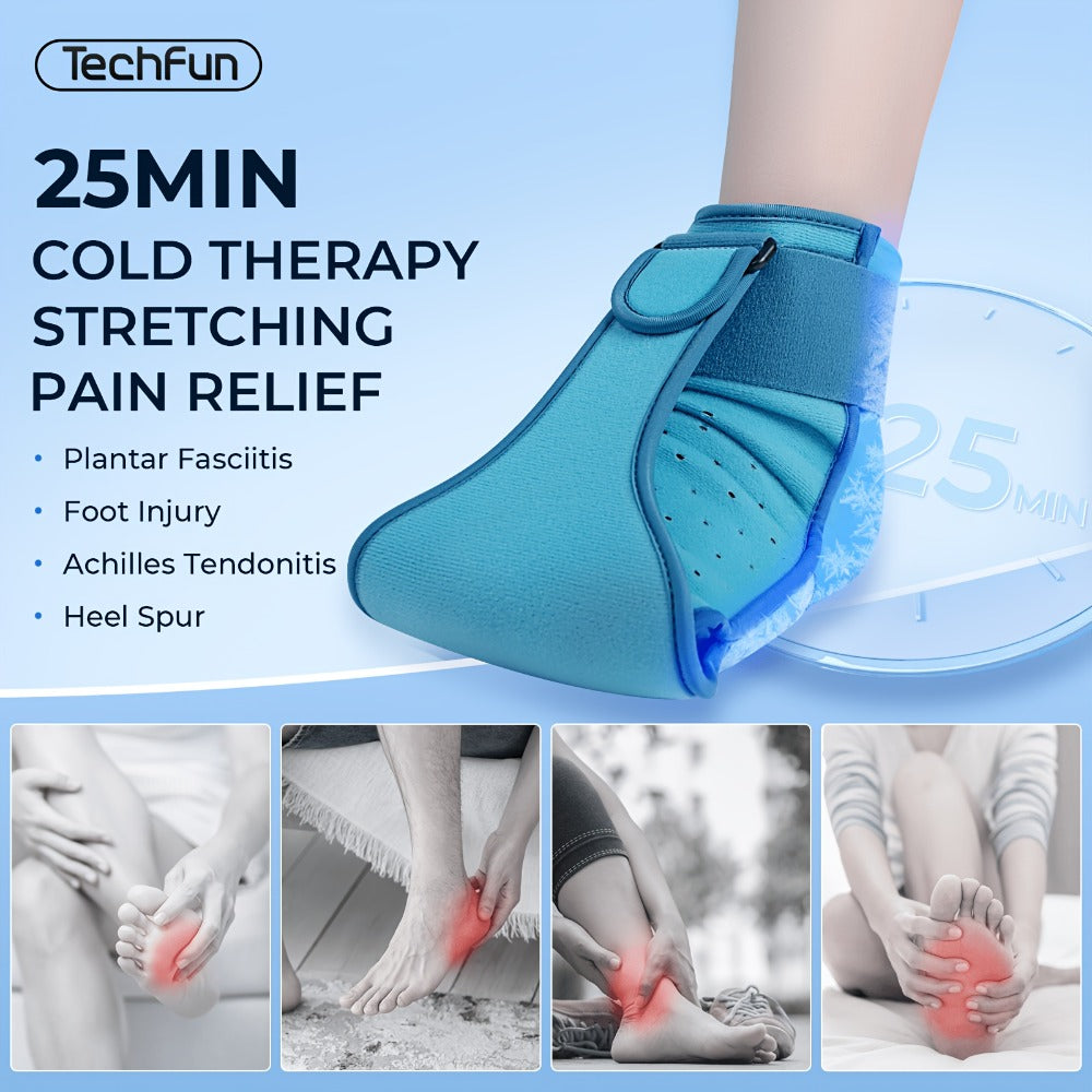 Plantar Fasciitis Night Splint with Detachable Gel Ice Pack | Breathable Foot Drop Brace for Heel Pain Relief | Adjustable Ankle Support Sleeping Splint | Achilles Tendon Stretch Recovery Brace