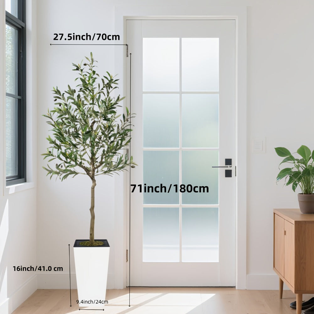 Artificial Olive Tree Indoor 5FT 6FT 7FT 8FT Potted Faux Olive Tree with Lifelike Trunk Branches Silk Leaves Fruits ¨C Large Fake Plant for Living Room Office Home Decor