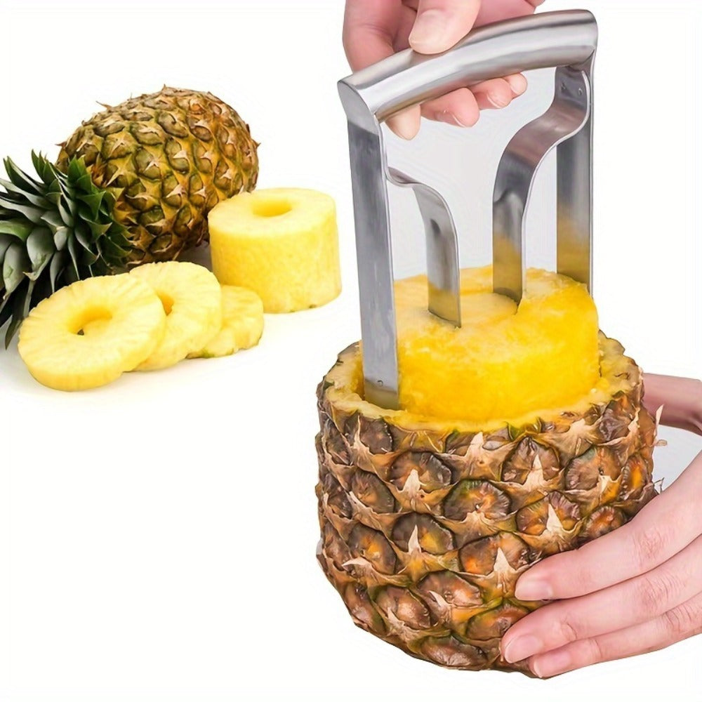 Pineapple Corer Slicer Stainless Steel ¨C Easy One-Step Pineapple Cutter with Comfortable Grip for Home Kitchen Restaurant Use, Removes Core & Slices into Rings (1pc / 2pcs)