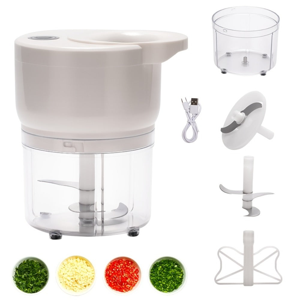 Electric Food Chopper Mini Garlic Crusher USB Rechargeable Meat Grinder 3.38oz 8.45oz Portable Wireless Kitchen Tool