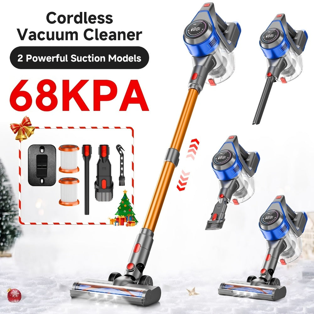 Cordless Stick Vacuum Cleaner 56-68Kpa ¨C Lightweight 8-in-1 Handheld Vacuum with Rechargeable Battery, 45 Min Runtime for Hard Floors, Carpets & Pet Hair