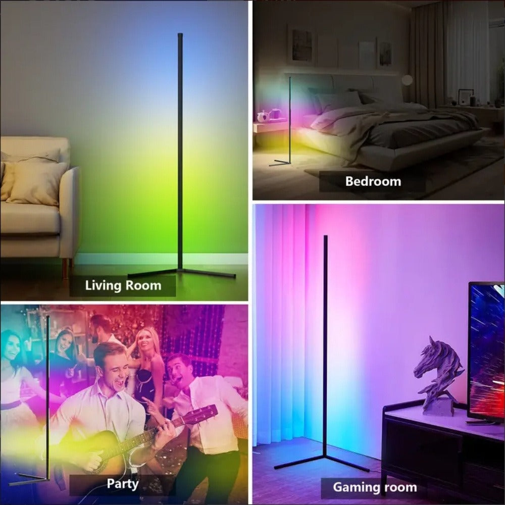 RGB Smart Floor Lamp 56 Inch ¨C 16 Million DIY Color Changing with App & Remote Control, Music Sync, 4 Modes, USB Powered for Game Room, Christmas & Halloween Decor (1, 2 or 4 Pack)