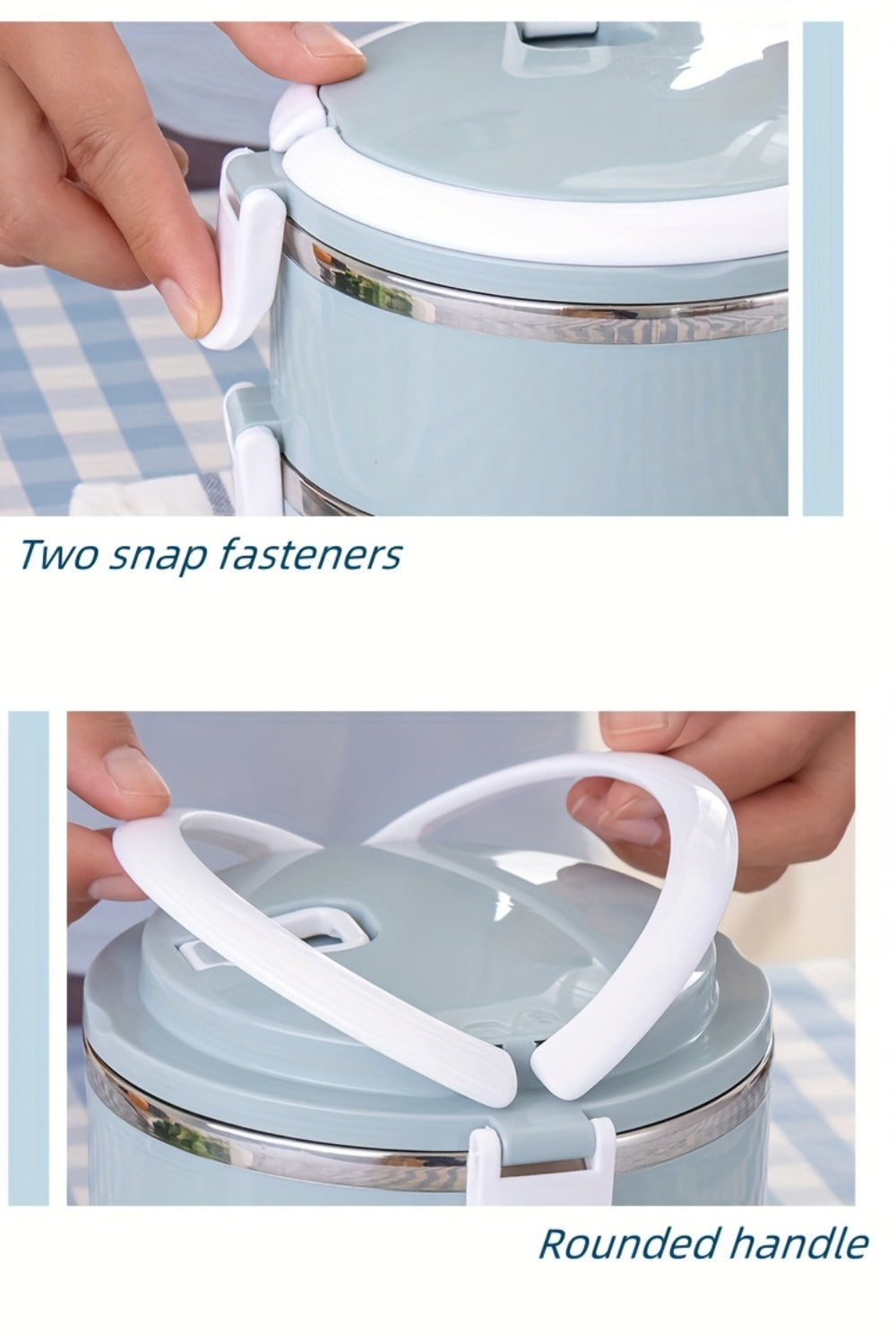 Stainless Steel Lunch Box Insulated Bento Box with Lid - Cylindrical Stackable Food Container for Office School Camping and Picnic, Dishwasher Safe Thermal Lunch Box Available in 2, 3 or 4 Layer for Adults and Kids