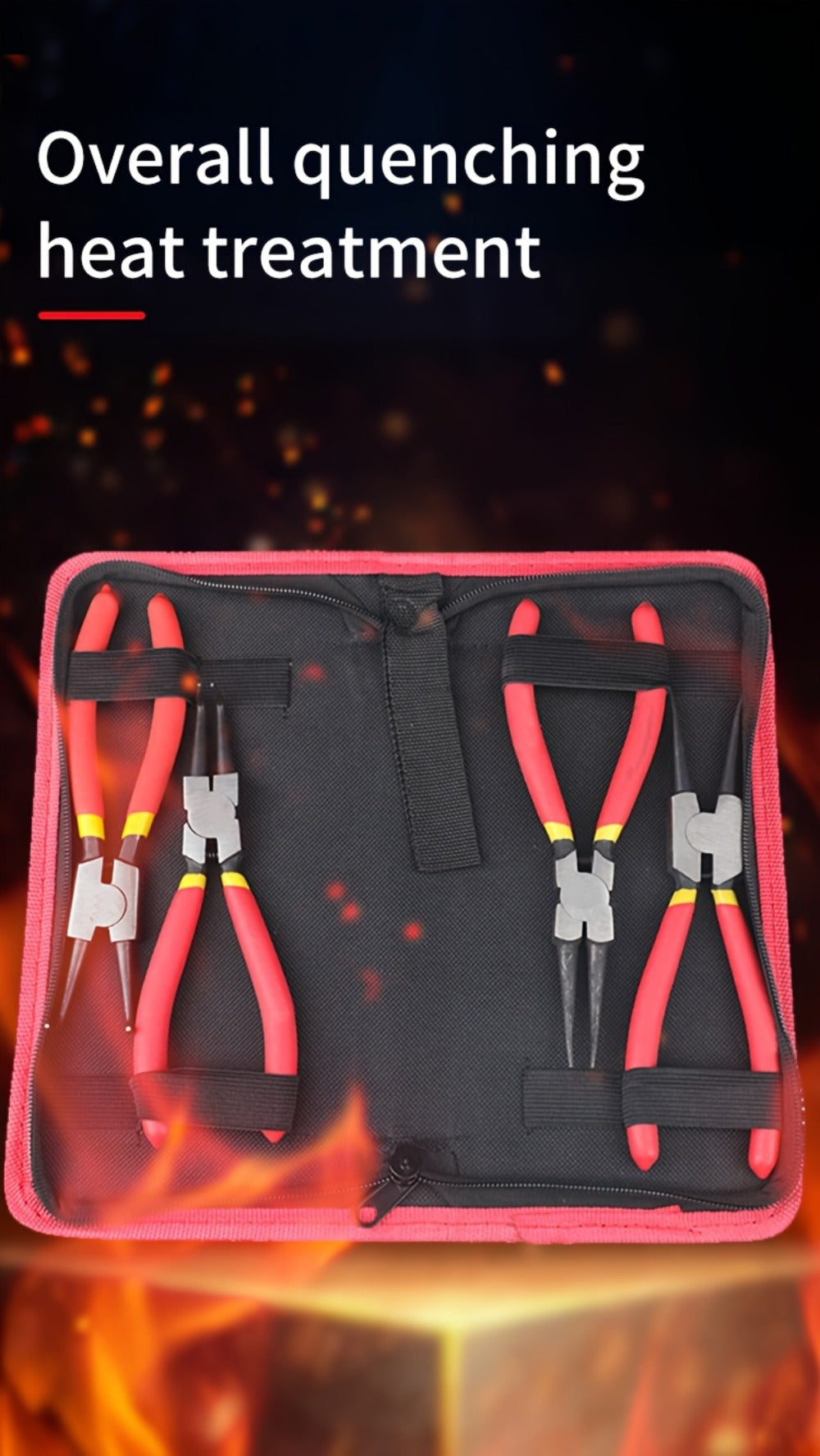 Snap Ring Pliers Set 4pcs - 7 & 9 Inch Straight Curved Jaw Internal External Circlip Pliers Spring Loaded Precision Retaining Ring Tool with Storage Box or Bag