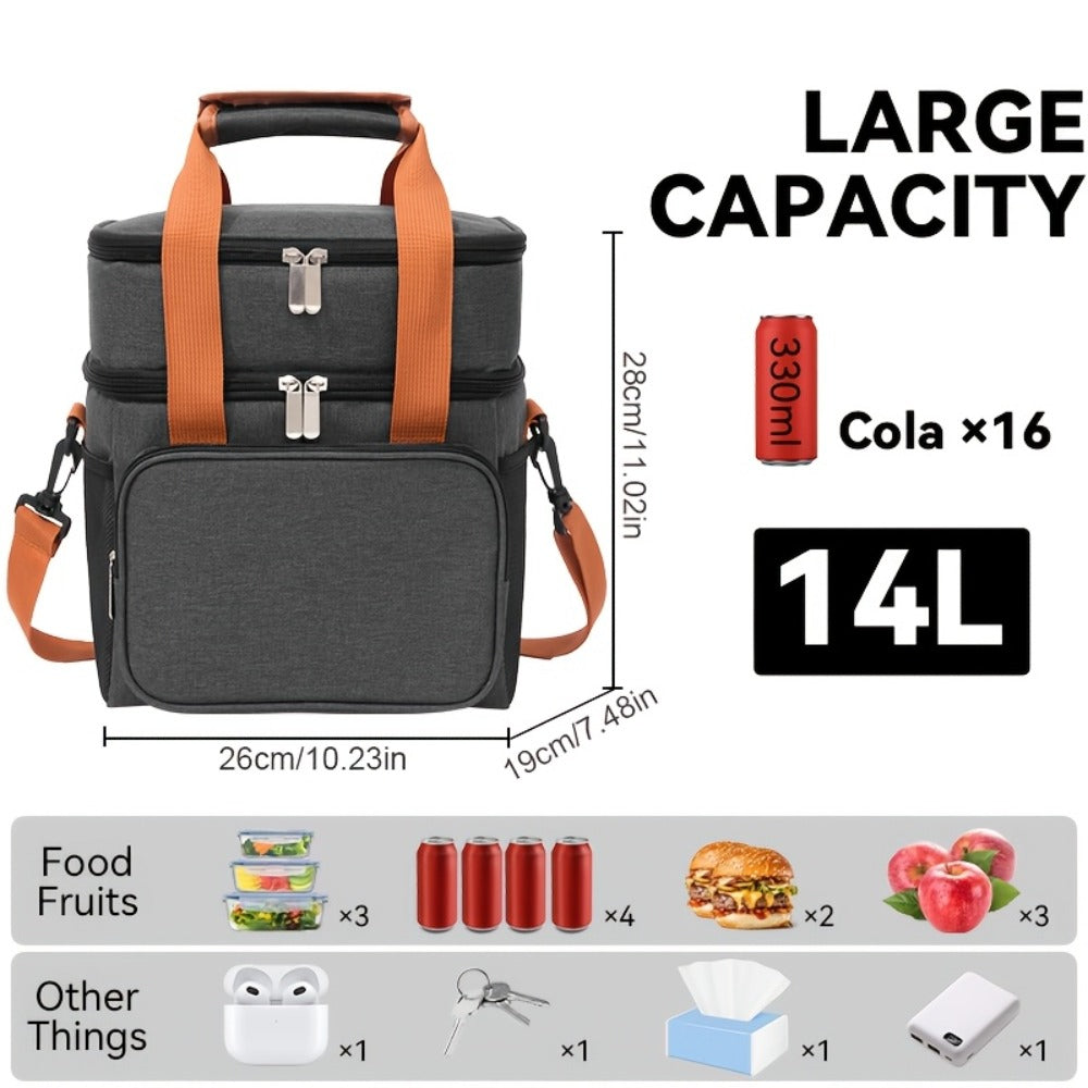 Insulated Lunch Bag with Shoulder Strap - Double Layer Leakproof Cooler Tote for Women Men Work Office School Picnic Beach Outdoor, Expandable Thermal Lunch Box Bag Keeps Food Cold or Hot, Lightweight Durable Design in Multiple Colors