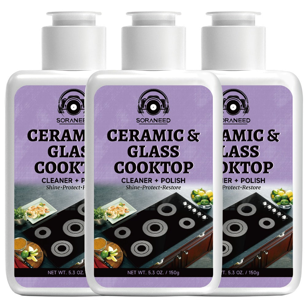 Ceramic Stovetop Cleaner Cream ¨C Heavy Duty Glass Stove Top Cleaning Paste, Removes Burnt-On Grease & Stains, Non-Scratch, Non-Toxic, No Harsh Fumes, Safe for Induction & Electric Cooktops
