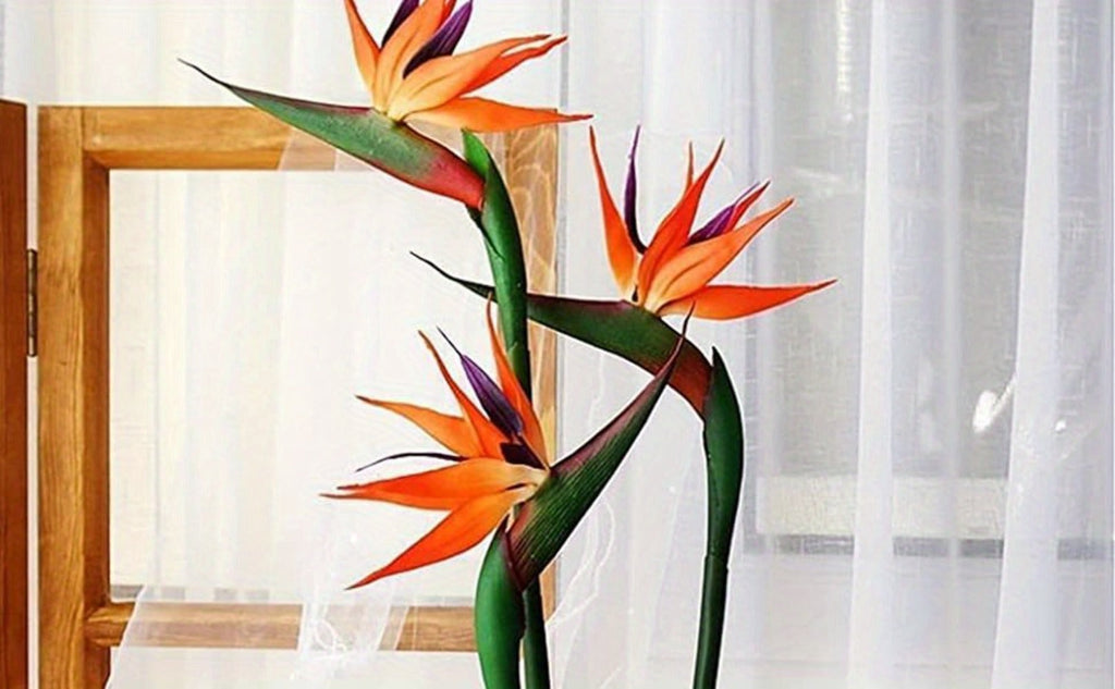 Artificial Bird of Paradise Flowers ¨C 3pcs Realistic Rubber Strelitzia with 24.5¡± Long Stems for Home Decor, Vase Arrangements, DIY Bouquets, Party & Fall Decor (4 Colors)