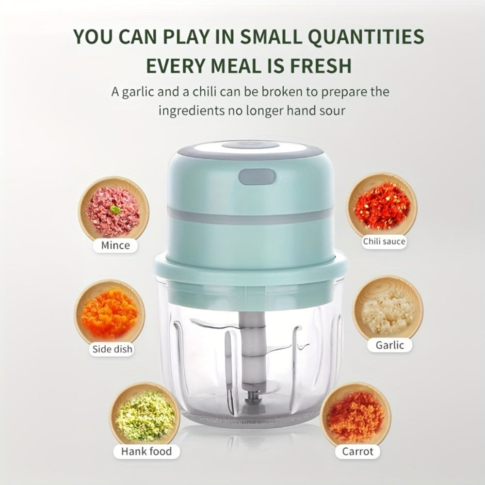 Electric Food Chopper Mini Garlic Crusher USB Rechargeable Meat Grinder 3.38oz 8.45oz Portable Wireless Kitchen Tool
