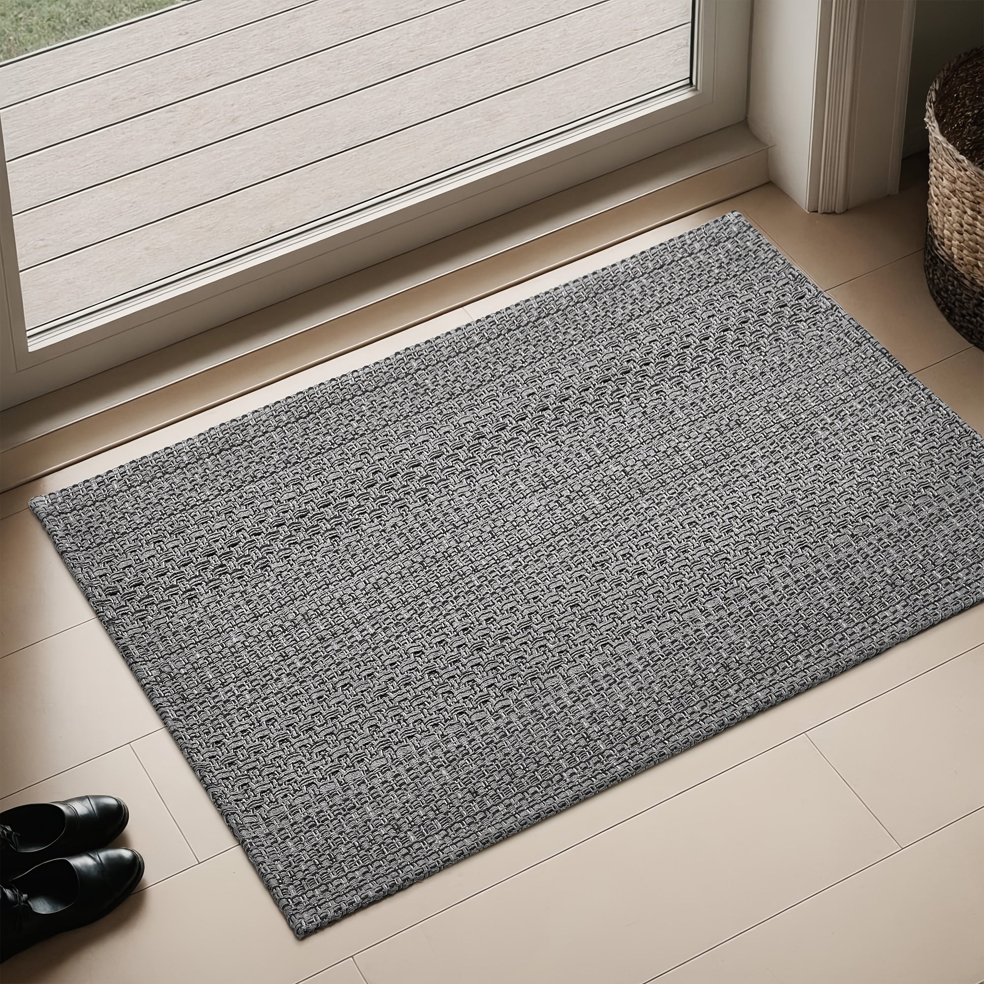Washable Area Rug Non-Slip Rubber Backed Braided Woven Cotton Kitchen Mat Indoor Entryway Living Room Bedroom Floor Rug Multi-Size