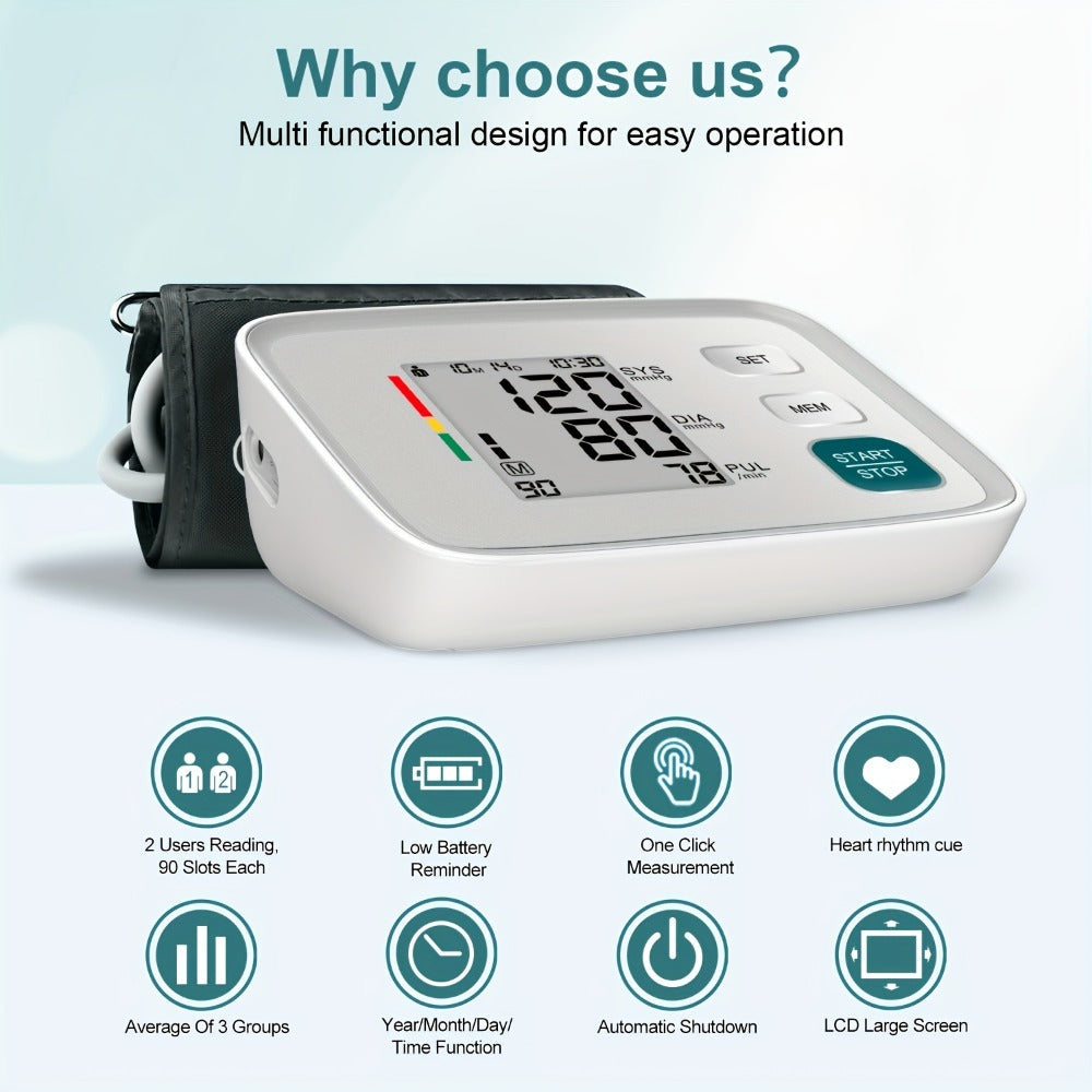 Blood Pressure Monitor Upper Arm - ALPHAMED U80E Automatic Digital Sphygmomanometer with Adjustable Cuff 8.7-17 Inch, 2¡Á90 Group Memory, Large Display for Home Use, Battery Operated