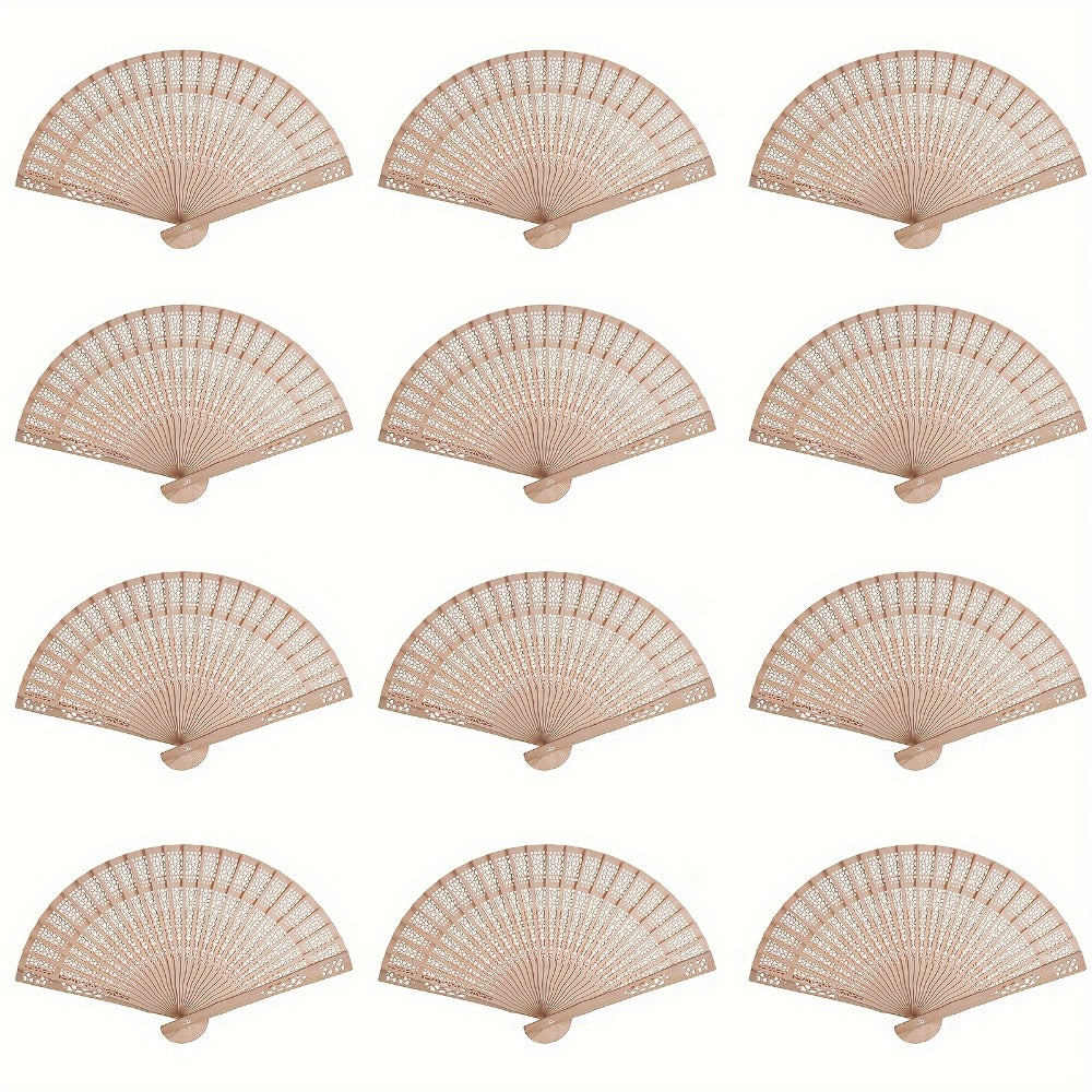 Wooden Folding Fans Bulk 50 Pack Sandalwood Hand Fans with Gift Bags for Wedding Favors Baby Shower Party Decoration Vintage Handheld Fan