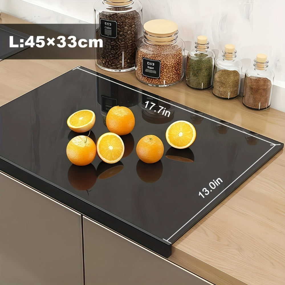 Acrylic Cutting Board with Counter Lip - BPA-Free Food-Safe Clear & Black Kitchen Chopping Board 60% Thicker Non-Slip Countertop Protector for Home and Professional Use