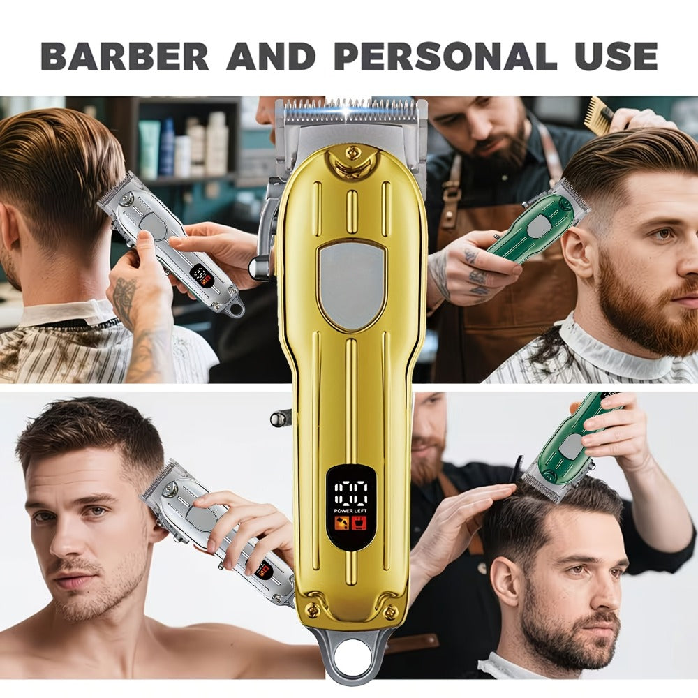 Hair Clipper Set for Men - Professional Cordless Rechargeable Hair Trimmer with LCD Display, Metal Body, Home Haircut Kit, 1 or 2 Piece Set, Father's Day & Birthday Gift for Men