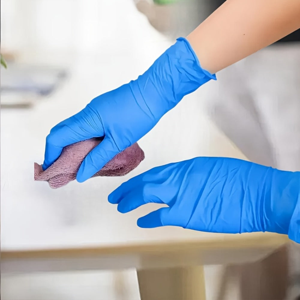 Anti-Slip Nitrile Gloves Bulk 200/500/1000pcs, Disposable Latex-Free Gloves for Aquarium Cleaning Pet Care Food Handling, S M L Sizes, Cost-Effective Value Pack