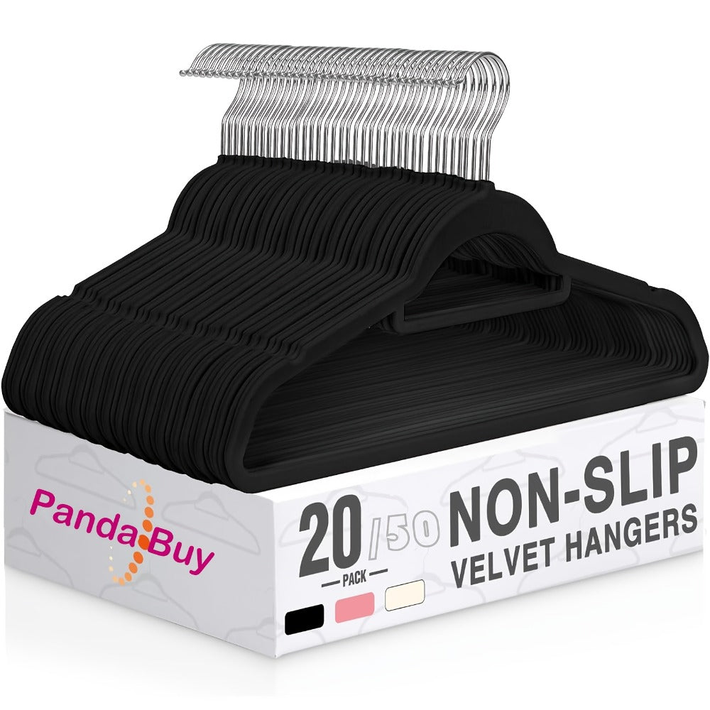 Velvet Hangers Non-Slip Slim Space Saving Clothes Hangers, Premium Flocked Suit Hangers for Closet Organization, Ultra Thin Strong Coat Hangers for Shirts Dresses Pants, 20 or 50 Pack Black Beige Pink