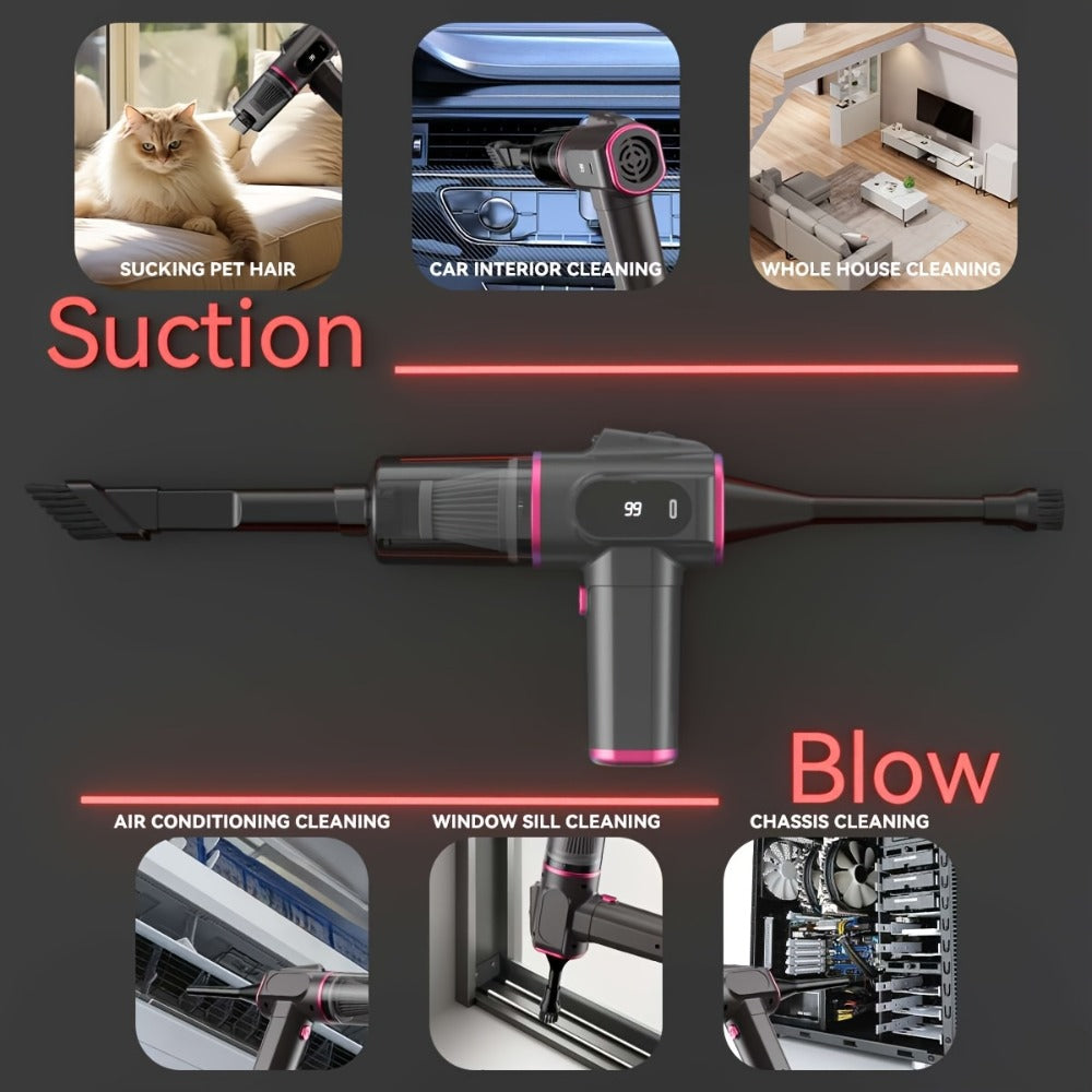 Cordless Handheld Vacuum Cleaner 6KPA, Wireless Portable Vacuum with Suction & Blow Function, USB Rechargeable, Whirlwind Cyclone Filter for Home Car Office Pet Hair Dust Quiet Low Noise