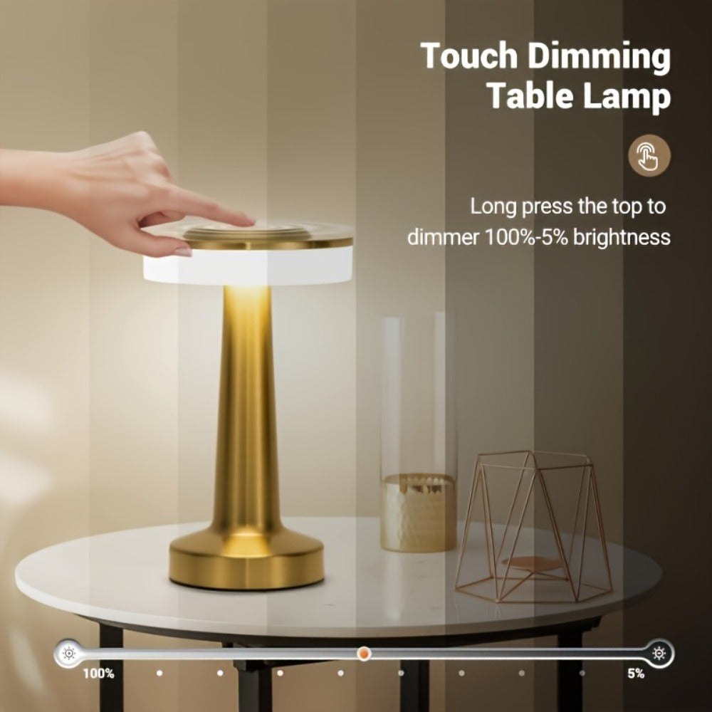 Rechargeable Touch Table Lamp ¨C 3 Color Dimmable Portable Bedside Nightstand Lamp with Battery, Small Wireless Desk Light for Bedroom, Living Room & Travel
