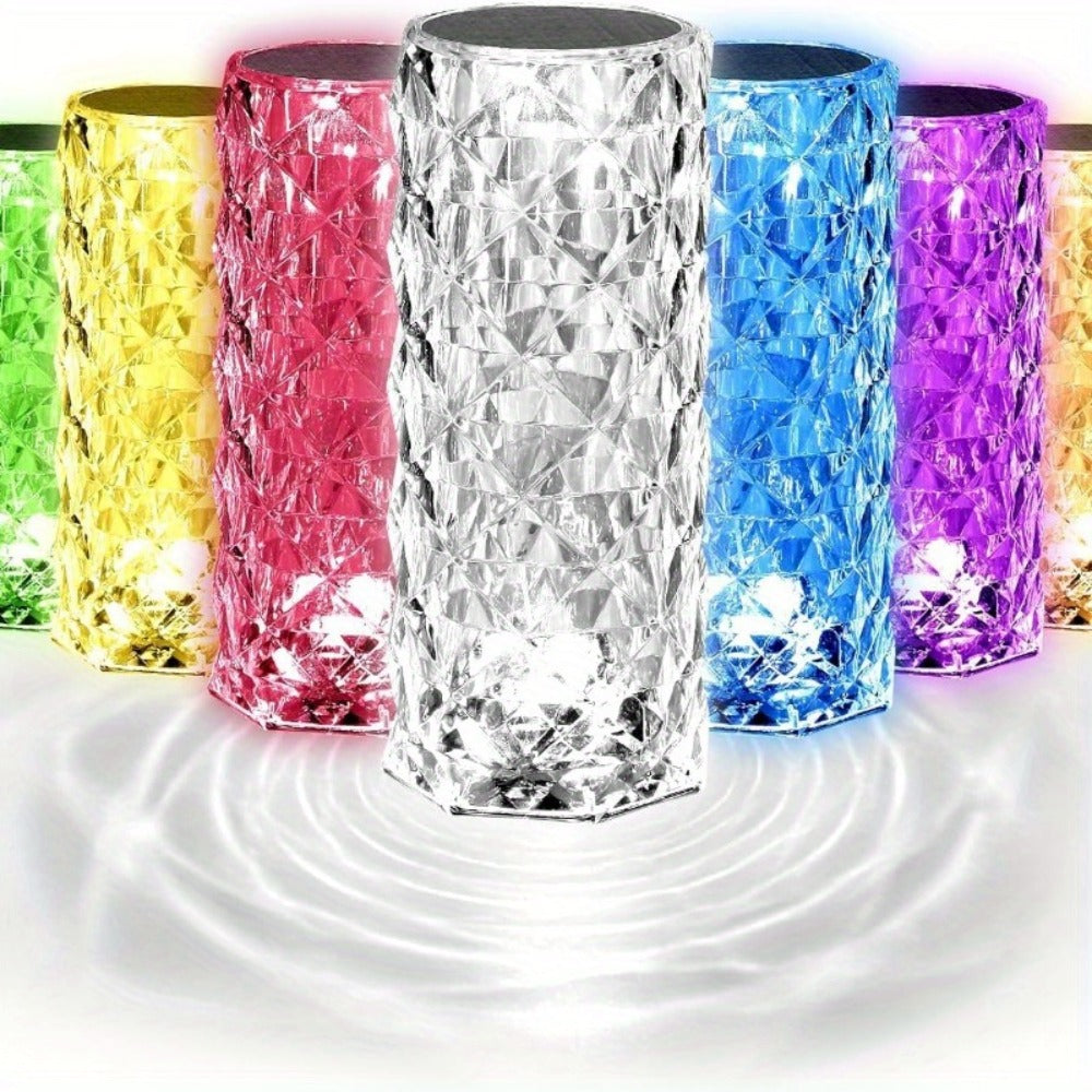 Crystal Diamond Rose Table Lamp RGB LED ¨C Remote & Touch Control Dimmable USB Rechargeable Uplight for Home, Office, Dating & Parties, Perfect Gift for Women & Couples