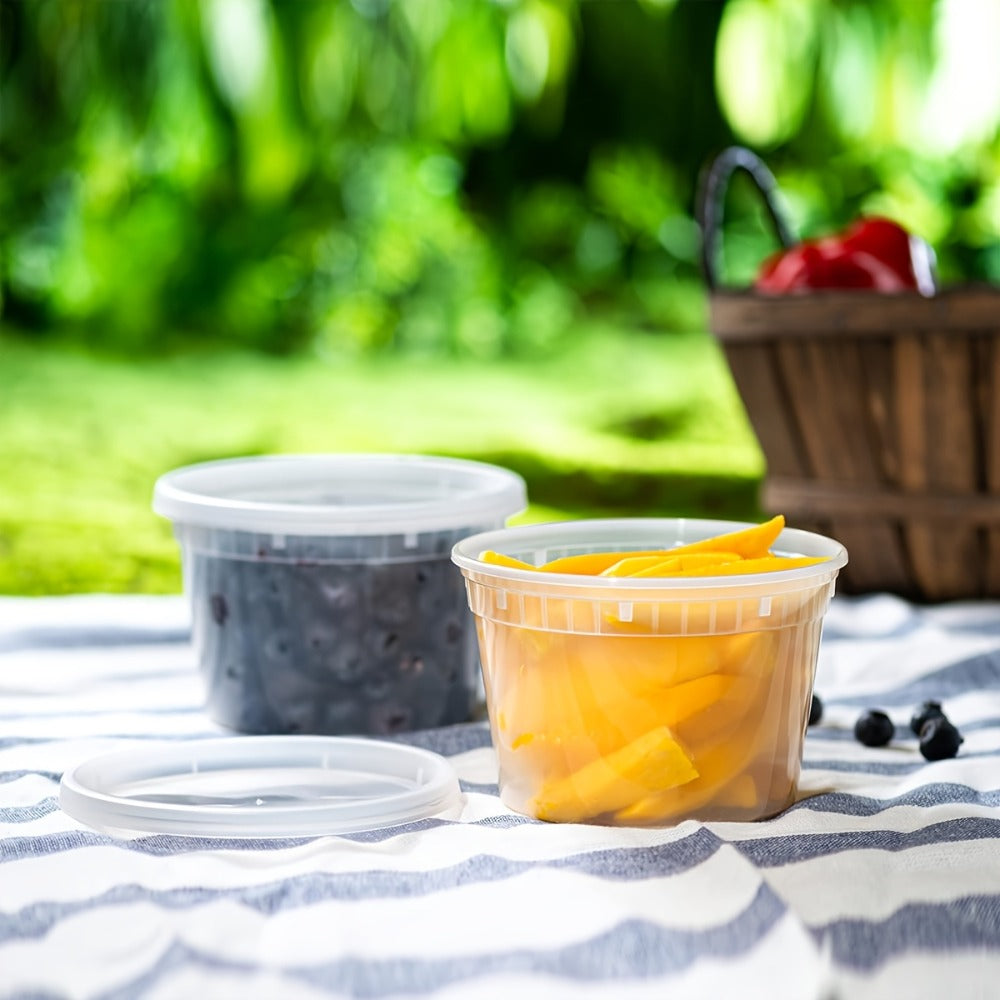 Deli Containers with Lids 24 Pack - 16oz Plastic Food Storage Containers, Stackable Meal Prep Containers, Microwave & Freezer Safe, Leakproof for Soup, Salad, Leftovers - Home & Restaurant Use