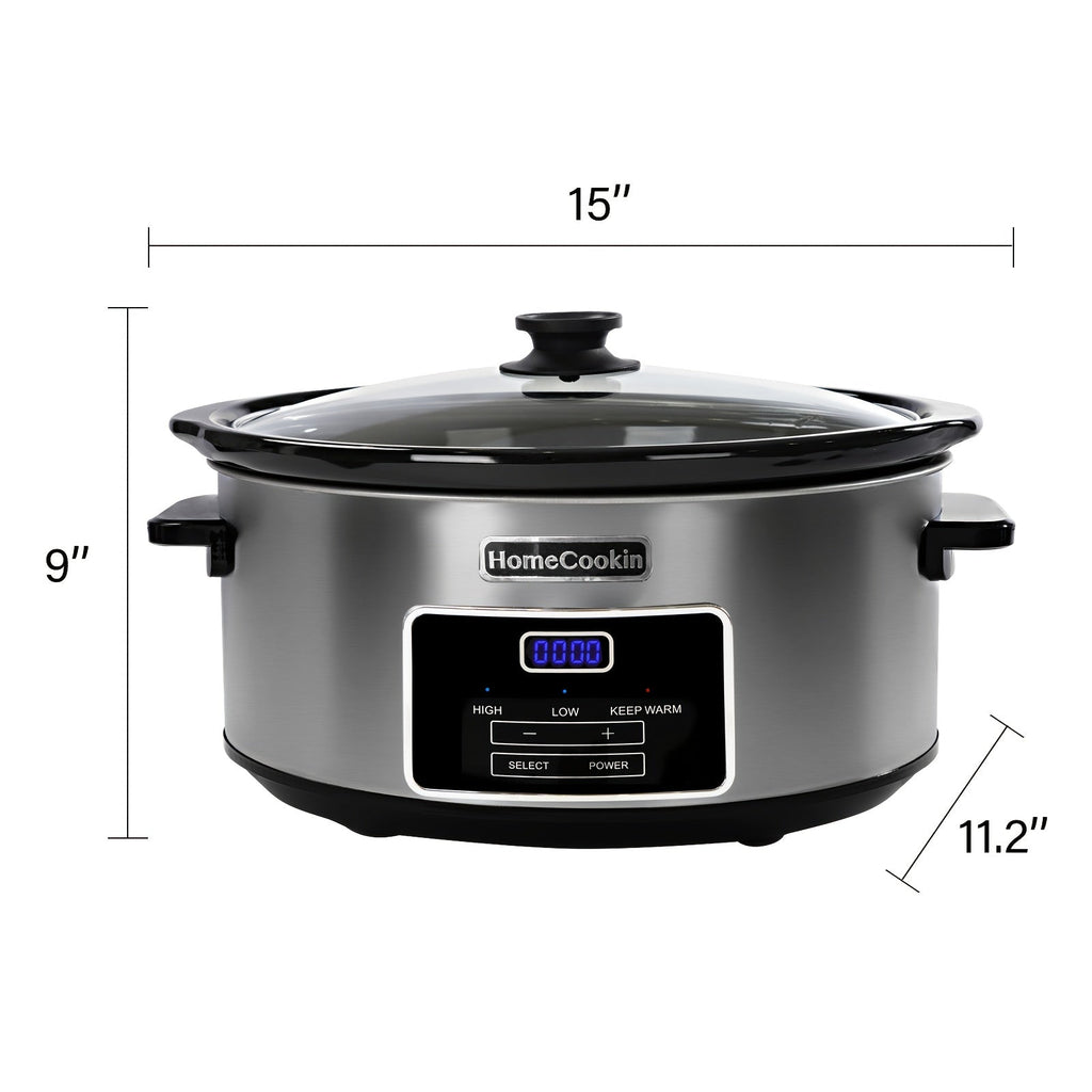 Digital Slow Cooker 6 & 7 Quart Programmable with Non-stick Ceramic Bowl, Countdown Timer & Keep Warm ¨C Oval Glass Lid Crock Pot for Family Meals Soups Stews Holiday Cooking
