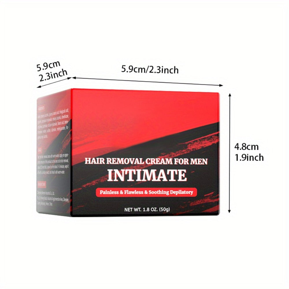 Hair Removal Cream for Men - Fast Acting Depilatory for Chest Back Legs Arms Intimate Areas Sensitive Skin Formula 50g