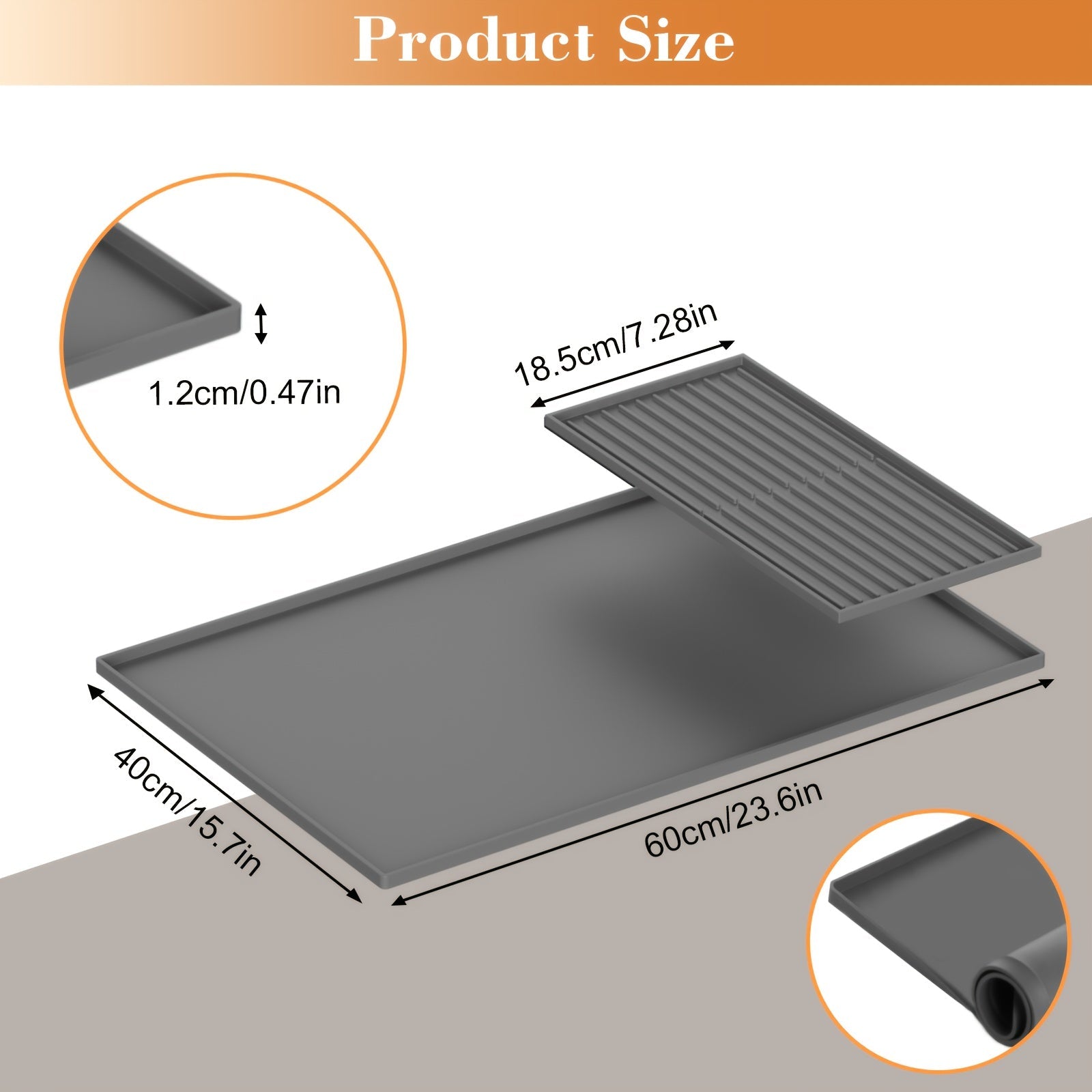 Coffee Bar Mat Silicone with Raised Edges 2-in-1 - Dish Drying Mat for Countertop, Coffee Maker Espresso Machine Mat, Spill Proof Kitchen Counter Mat 23.6¡± x 15.7¡±, Black or Gray