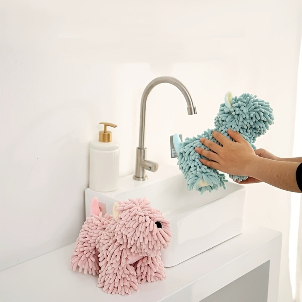 Cute Puppy Hand Towel Wall-Hanging Kitchen Bathroom Towel ¨C Soft Absorbent Cartoon Dog Decorative Cloth 150g/©O