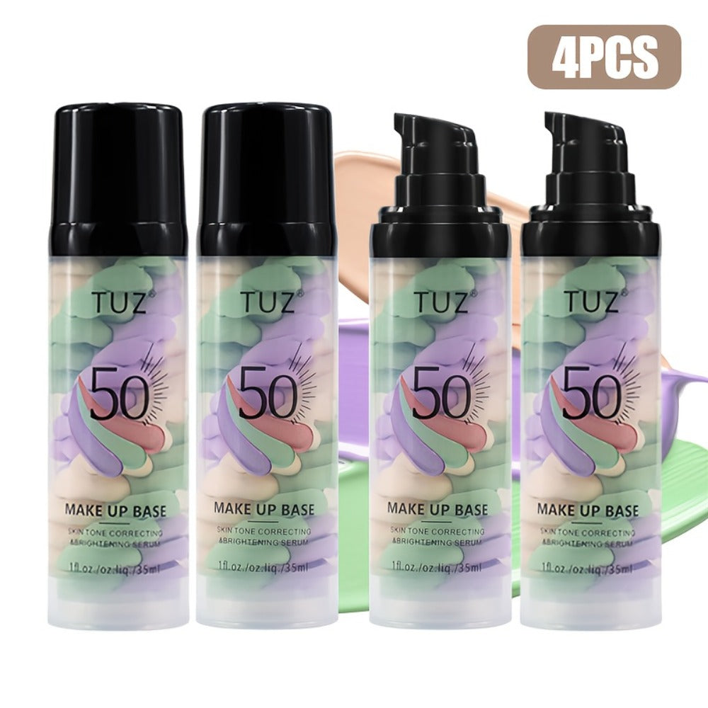 BB Cream Barrier Cream Set 4pcs Tri-Color Long-Lasting Moisturizing Light Texture Natural Finish Anti-Smudge Glycerin Formula for Daily Makeup Travel Gift Women All Skin Types
