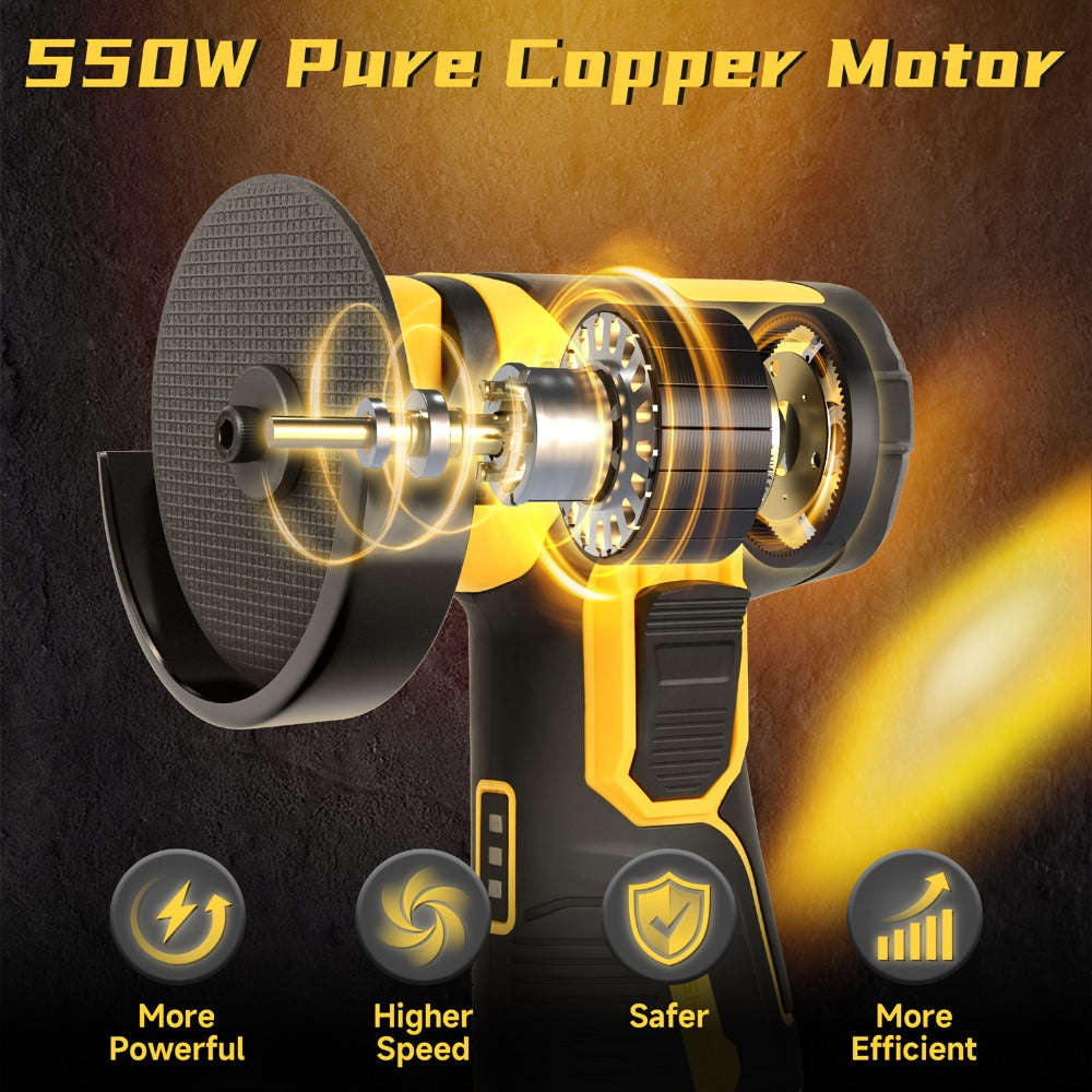 Mini Cordless Angle Grinder 19500RPM ¨C Electric Grinding Polishing Tool for Metal Wood Stone Concrete | Lithium Power Grinder with Battery Options