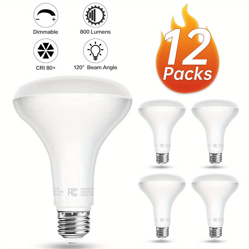 BR30 LED Flood Light Bulbs 12W 800 Lumens 5000K Daylight White Non-Dimmable ¨C 25000 Hour Lifespan E26 Base Recessed Lighting Bulbs for Indoor Ceiling Can Lights, 6 Pack 12 Pack 24 Pack