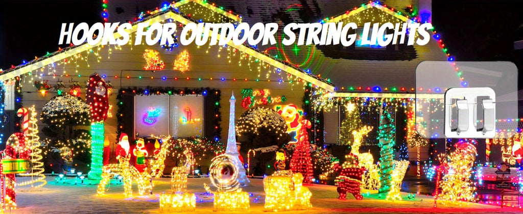 Adhesive Hooks for Outdoor String Lights - Waterproof UV-Resistant No-Damage Clips for Christmas Patio Garden Balcony Decor (40/80/160/250/400pcs)