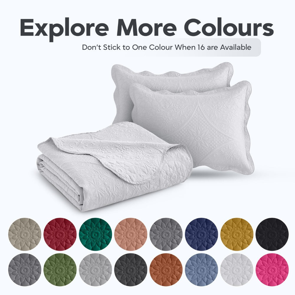 Quilted Bedspread Set 3 Piece ¨C Soft Floral Coverlet with Pillow Shams, Lightweight Breathable Quilt for Bedroom & Guest Room, All Season Bed Cover