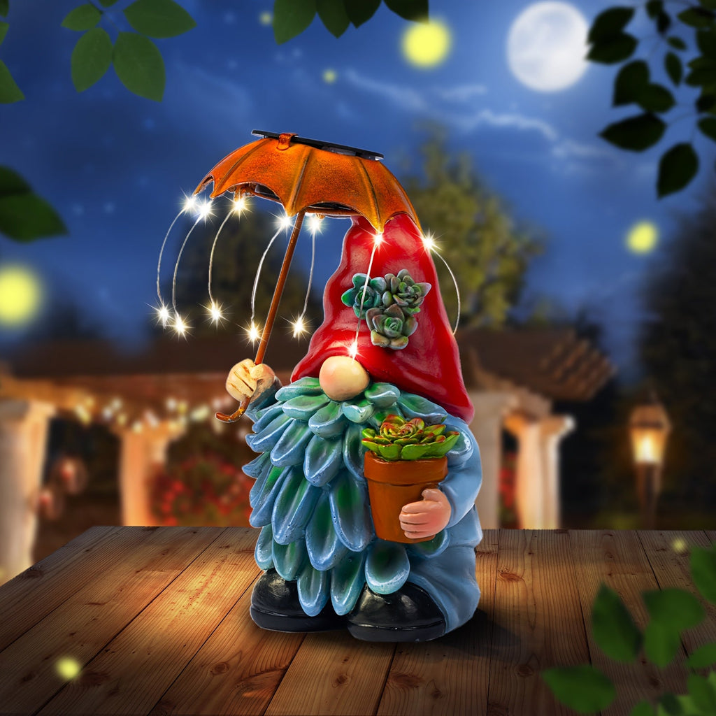 Solar Light Elf Resin Statue ¨C Outdoor Garden Figurine That Automatically Lights Up at Night, Holiday Collectible Decor for Christmas, Easter, Halloween, Thanksgiving & Hanukkah, Patio Porch Desk Decor Gift