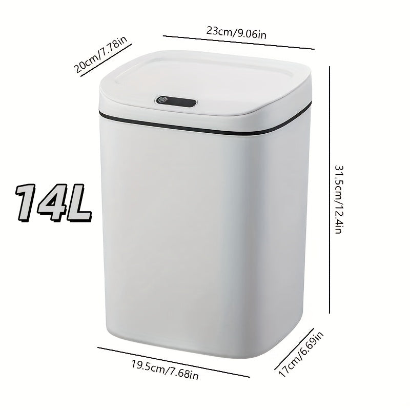 Motion-Activated Touchless Trash Can with Lid ¨C Smart Sensor Waste Bin for Kitchen, Bathroom, Office & Home, Minimalist Rectangular Design, Battery Powered, 3-4 Gallon