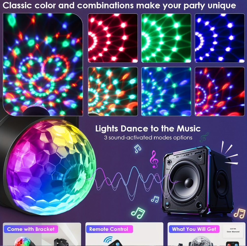 Party Lights Disco Ball Strobe Light Remote Control DJ Lighting Music Sync Rotating Effect for Home Room Dance Birthday Wedding Halloween Christmas Party Decorations 2pcs or 4pcs