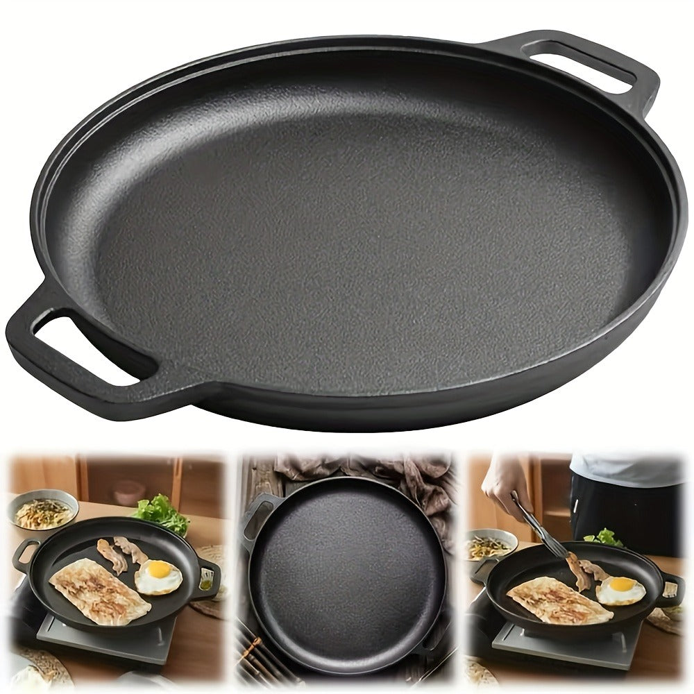 Pre-Seasoned Cast Iron Pan Set - Non-Stick Multifunctional Skillet for Pizza Home Kitchen Outdoor Cooking, Even Heating Compatible with All Stoves, 1/2/3 Piece Options