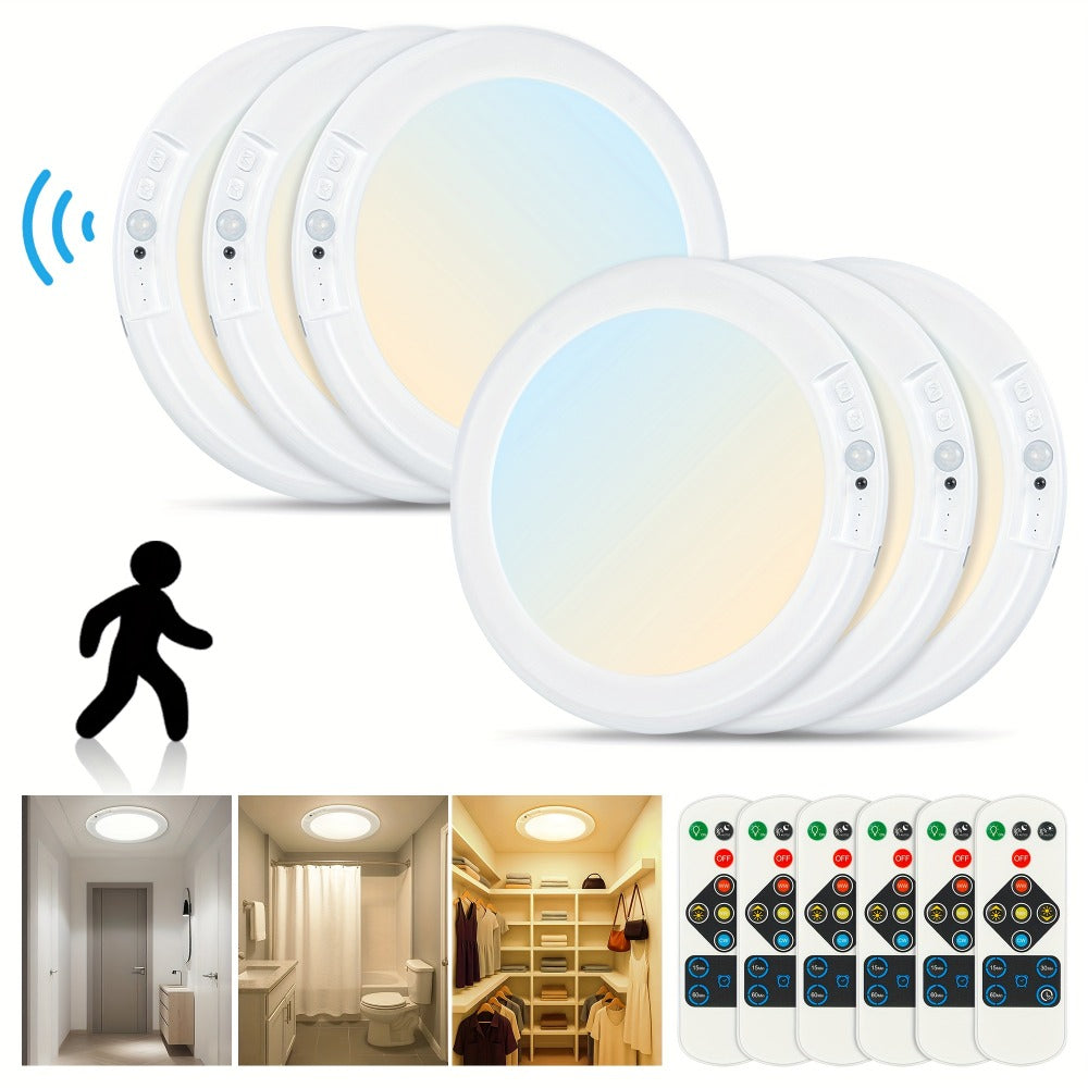 Rechargeable LED Ceiling Light with Motion Sensor ¨C Remote Control Dimmable, 3 Color Temps 3000K/4500K/6500K, 10 Brightness Levels, Battery Operated Closet Light for Bathroom Hallway Pantry Porch