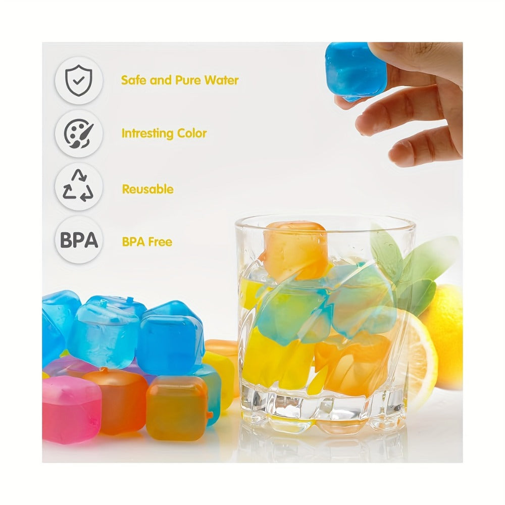 Reusable Plastic Ice Cubes 60/90/120/165 PCS - Non-Melting Non-Diluting Refreezable Ice Cubes for Whiskey, Vodka, Coffee & Cocktails, Rainbow & Unicorn Washable Fake Ice Cubes for Drinks