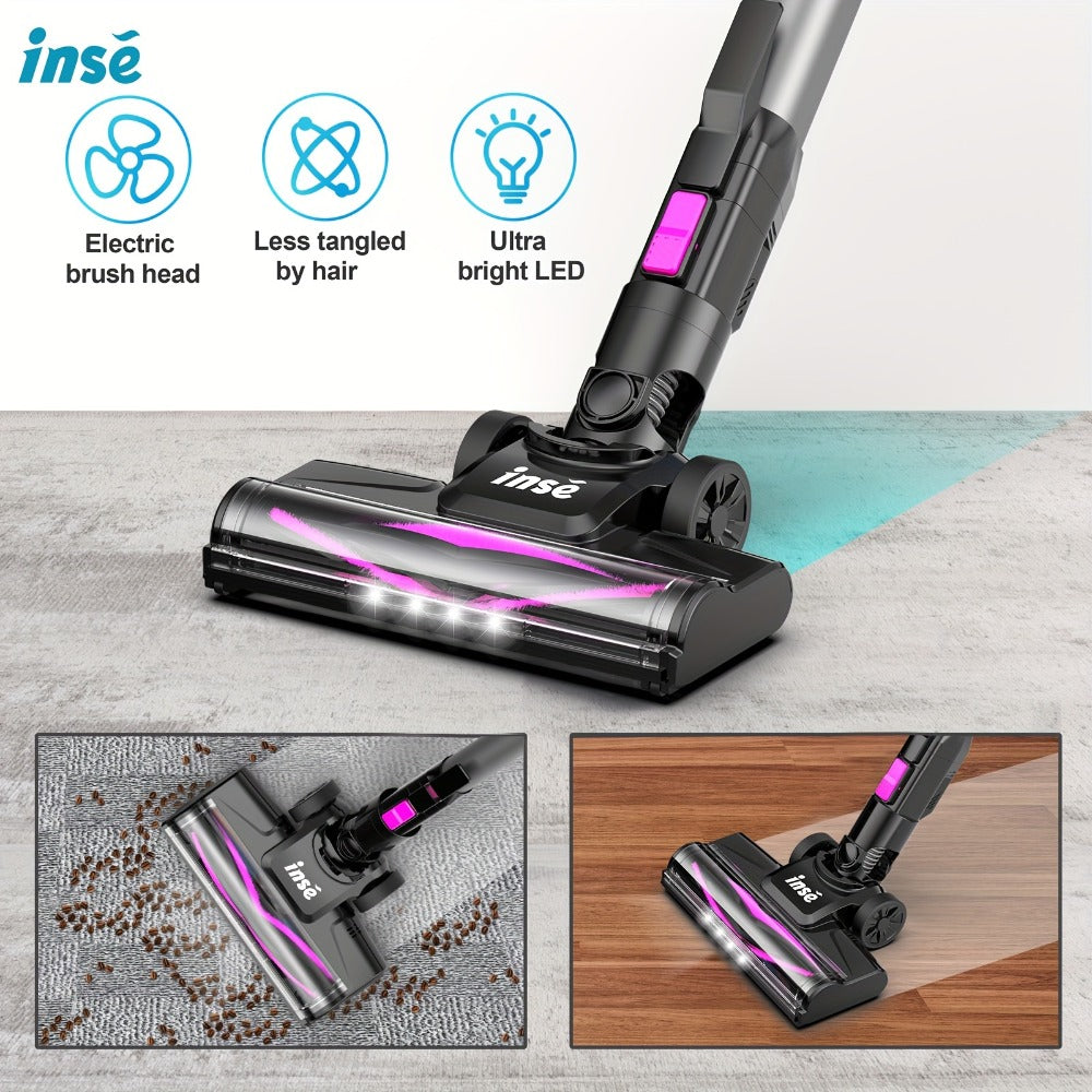 Cordless Vacuum Cleaner 2-in-1 Corded 70KPA Powerful Suction | 6-in-1 Handheld Vacuum with Detachable Battery 45-Min Runtime LED Brush Head 50.5oz Dust Cup | For Hardwood Floor Carpet Pet Hair Home Car
