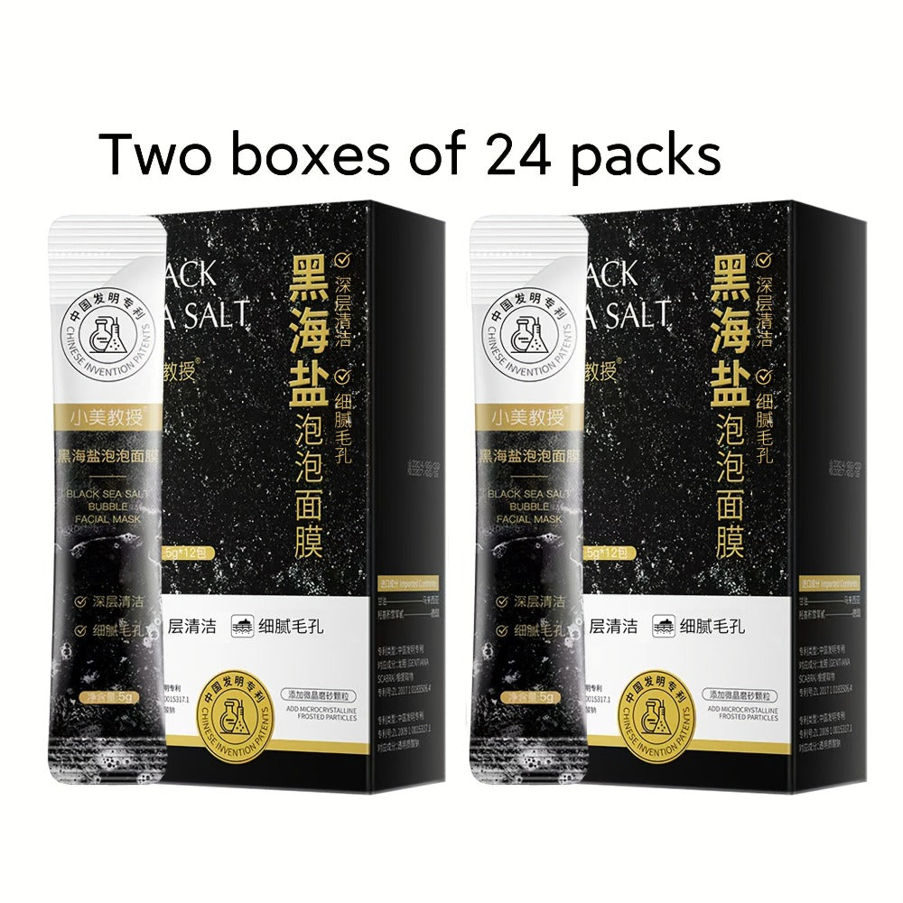 Black Sea Salt Bubble Mask with Nicotinamide, Moisturizing Foam Mud Mask Alcohol-Free for All Skin Types, Unisex Deep Cleansing Pore Purifying Face Mask ¨C Individual Portable Packs for Travel (12/24/36 Pack)