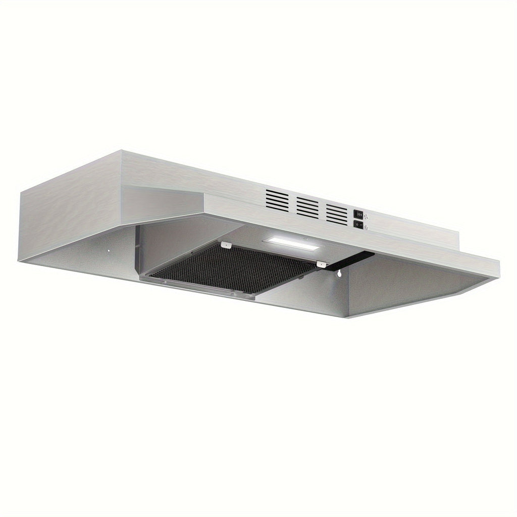 Range Hood 30 Inch Under Cabinet | Ducted & Ductless Convertible Kitchen Vent Hood with LED Light & 2-Speed Exhaust Fan, Stainless Steel ¨C Black, White & Silver, Easy Install