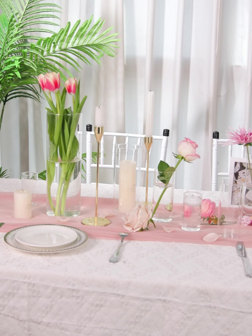 Clear Glass Cylinder Vases 24pcs Bulk Set - 4, 8, 12 Inch Tall Flower Vases for Centerpieces, Hurricane Floating Candle Holder for Wedding Party Table Home Decor, Valentine's Day Gift