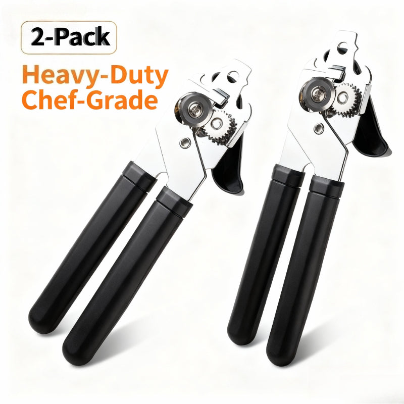 Can Opener 3-in-1 Stainless Steel Manual Can Opener with Smooth Edge Bottle Opener Ergonomic Handle Heavy Duty Kitchen Tool Universal Fit Home Cook Chef Gift 2 Pack